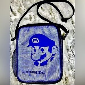 MARIO Nintendo DS Carrying Case Holder Travel Bag Adjustable Strap Blue Black